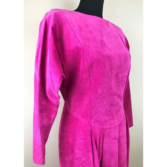 80’s Joanie Char Pink Suede Dress - Picture 3 of 3